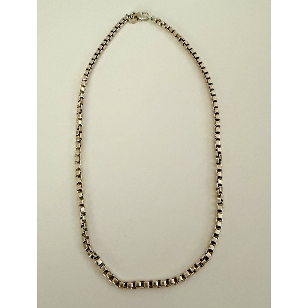 Vtg Tiffany & Co Sterling Silver Venetian Link Box Chain Necklace 18 inch Unisex - Picture 3 of 14